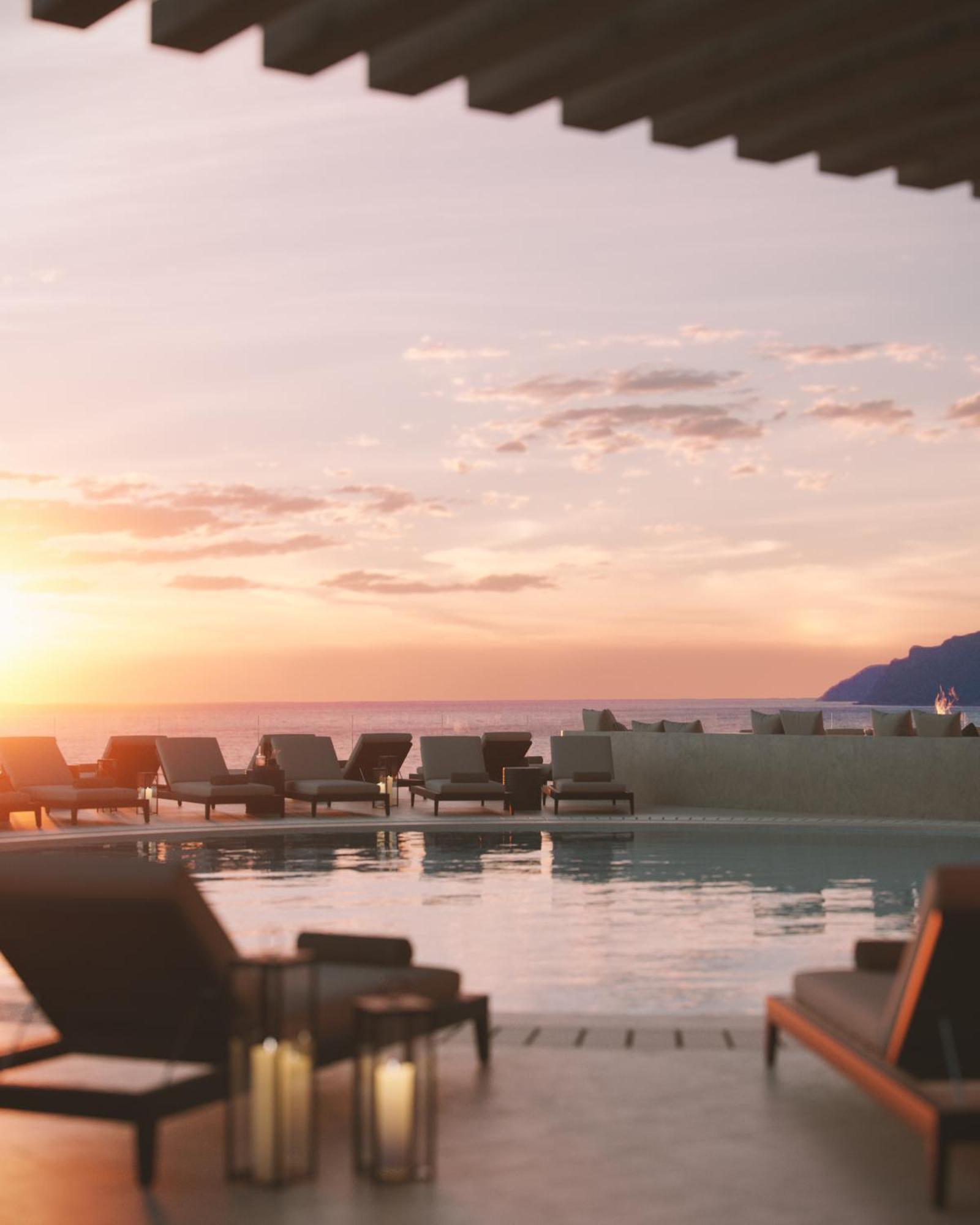 Alkyna Lifestyle Beach Resort Ex La Grotta Verde (Adults Only) Agios Gordios  Ngoại thất bức ảnh Sunset at the pool